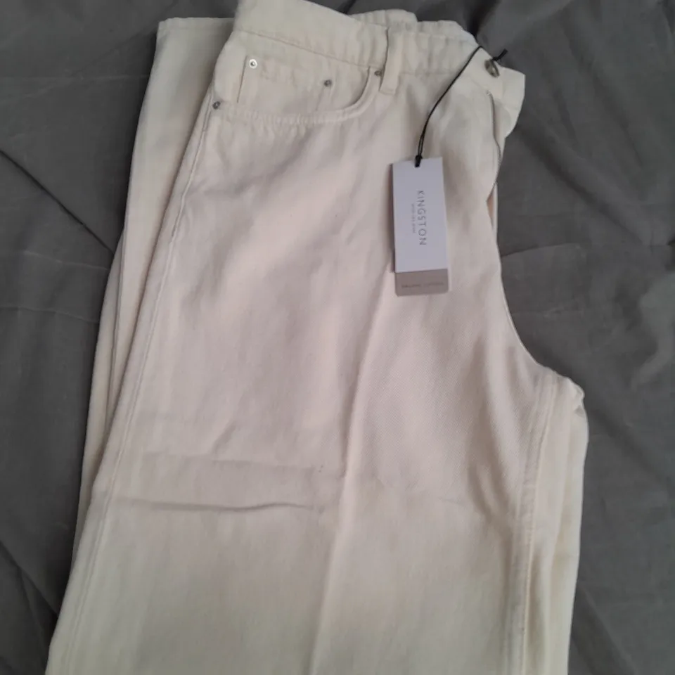 WHITE LABEL FROM THE WHITE COMPANY KINGSTON WIDE LEG JEANS ECRU SIZE 14