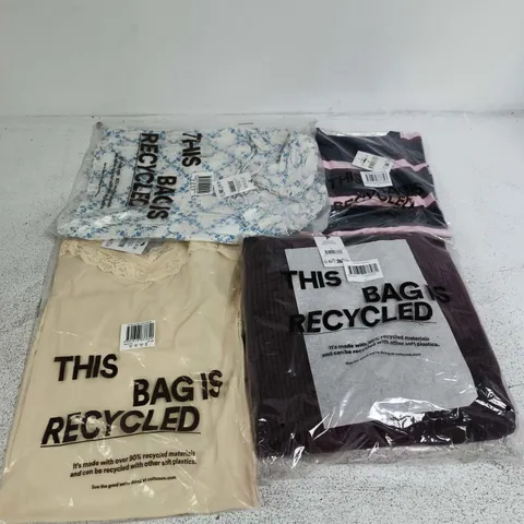 APPROXIMATELY 15 ASSORTED CLOTHING ITEMS IN VARIOUS SIZES, COLOURS & STYLES TO INCLUDE Y2K BOX FIT CREW, CROPPED GRAPHIC ACIVE TEE, GRETA FRILL SLEEVE BLOUSE, ETC