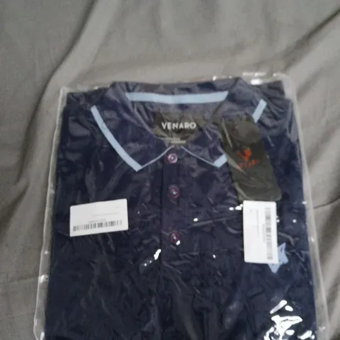 VENARO NAVY POLO SHIRT WITH LIGHT BLUE TRIM SIZE S