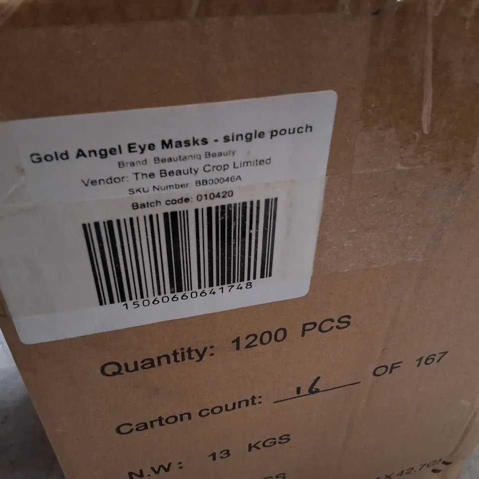 BOX CONTAINING 1200 BEAUTANIQ BEAUTY GOLD ANGEL REVITALISING EYE GELS POUCHES - EXP 09/2022