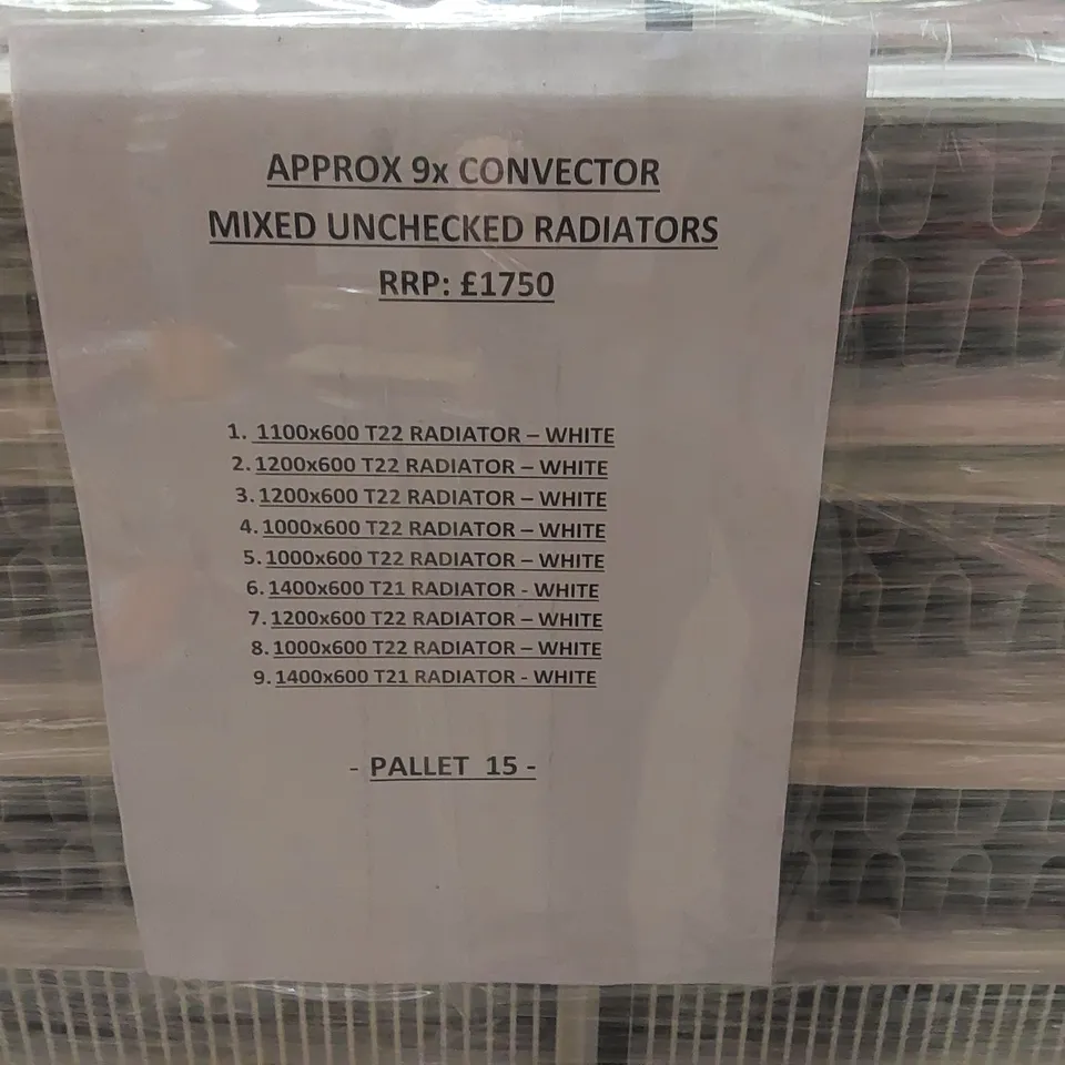 PALLET CONTAINING APPROXIMATELY 9x CONVECTOR RADIATORS
