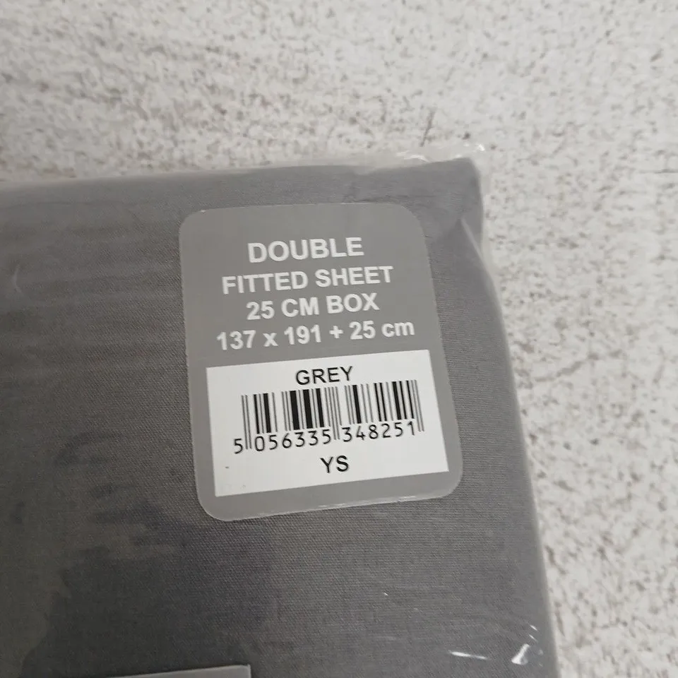 GREY DOUBLE FITTED SHEET – 137 X 191 CM + 25 CM, 100% MICROFIBER