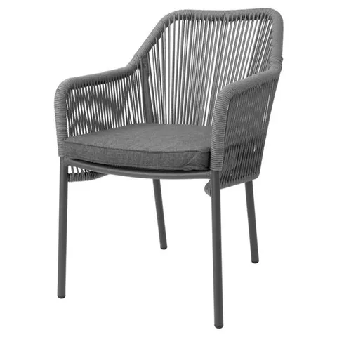 BOXED BOLERO BAY PE TWIST RATTAN OUTDOOR ARMCHAIR CHARCOAL (2 PACK)