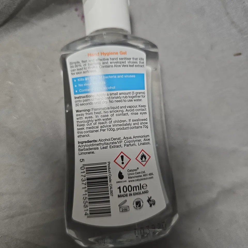 PALLET OF APPROXIMATELY  3200 CALYPSO HAND HYGIENE GEL 100ML – ANTI-BACTERIAL, ALOE VERA