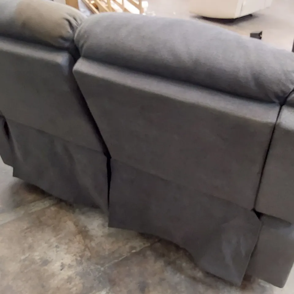 DESIGNER 2 SEATER GREY FABRIC RECLINING SOFA