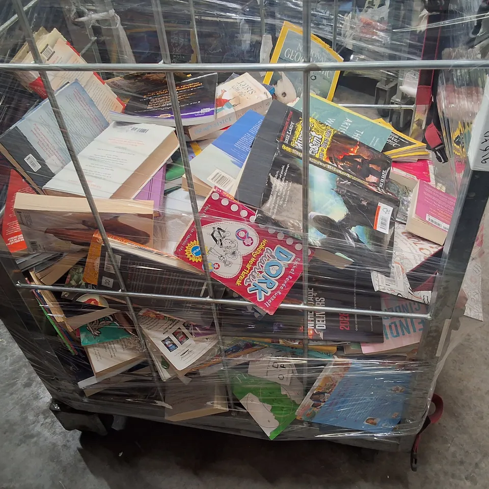 CAGE CONTAINING ASSORTED BOOKS
