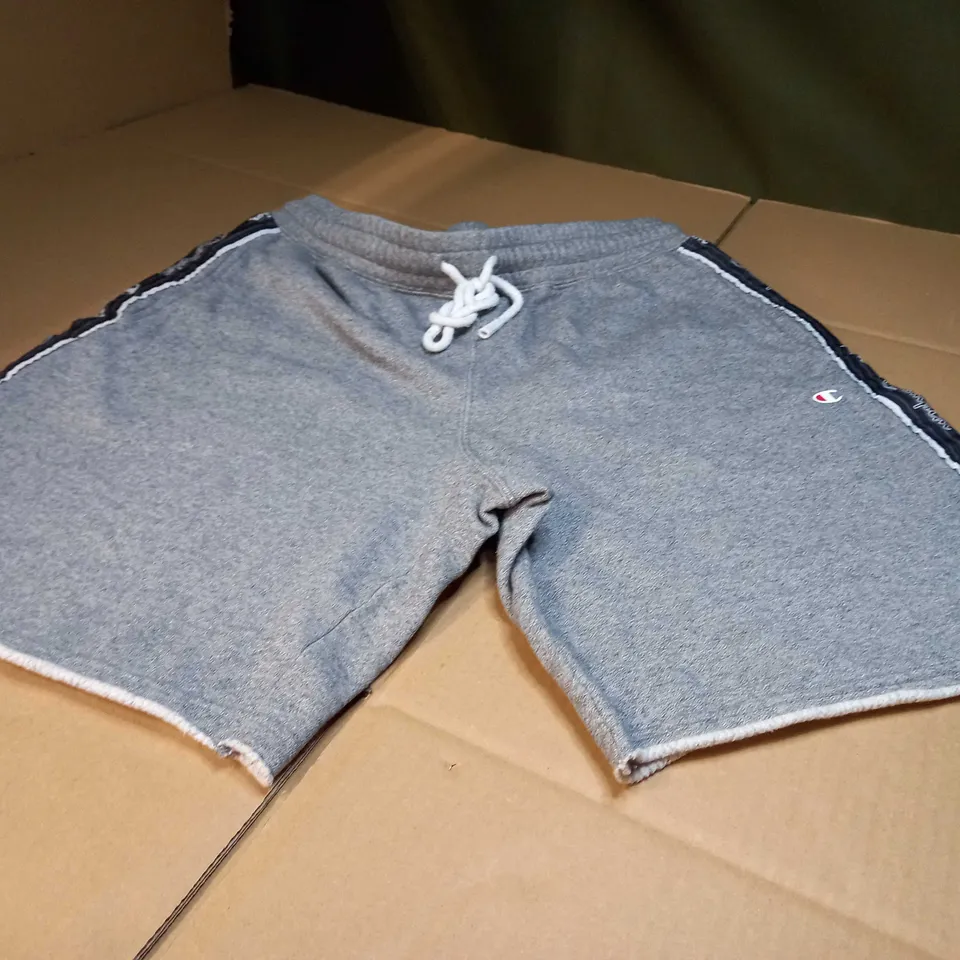 CHAMPION GREY MARL/LOGO FITNESS SHORTS - SMALL