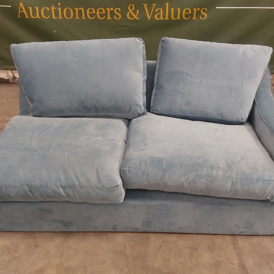 QUALITY DESIGNER BLUE VELVET CORNER SOFA SECTION