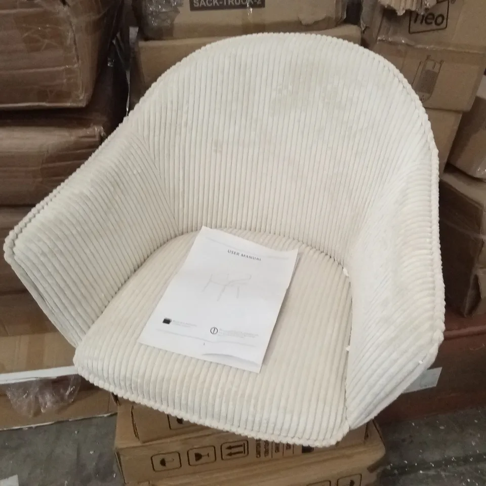 BOXED CREAM FABRIC DINING CHAIR