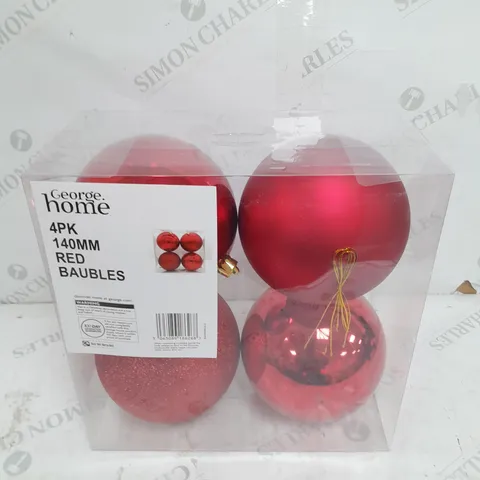 BOX OF 3 4 PACK 140MM RED BAUBLES