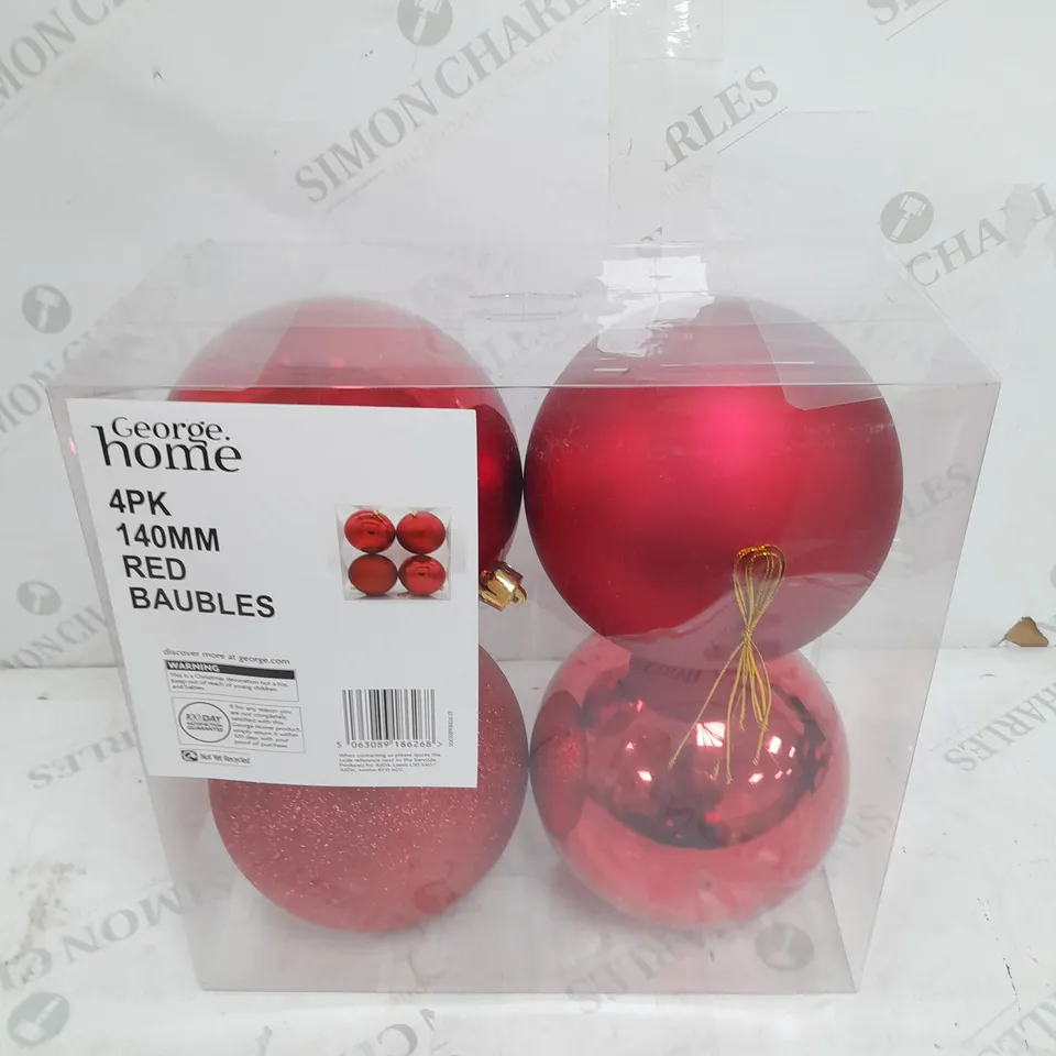 BOX OF 3 4 PACK 140MM RED BAUBLES
