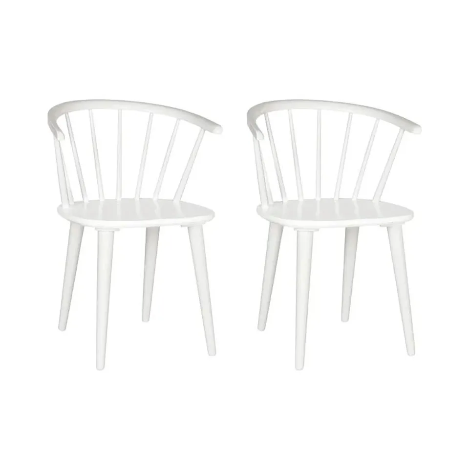 BOXED SET OF 2 BAEK SOLID WOOD WINDSOR BACK DINING CHAIRS - WHITE (1 BOX)