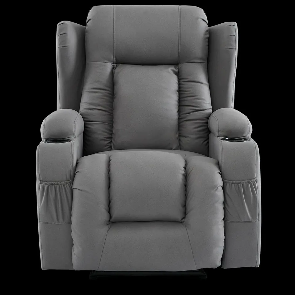 BOXED CAESAR ELECTRIC FABRIC RECLINER CHAIR - GREY (2 BOXES)