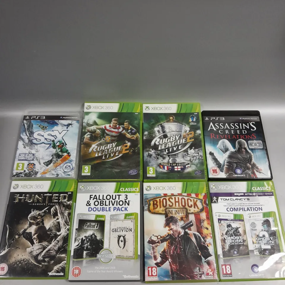 APPROXIMATELY 30 ASSORTED VIDEO GAMES FOR VARIOUS CONSOLE TO INCLUDE ASSASSIN'S CREED REVELATIONS, BIOSHOCK INFINITE, SSX ETC 