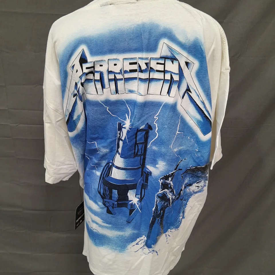 REPRESENT METALLICA RIDE THE LIGHTNING TSHIRT IN FLAT WHITE SIZE L