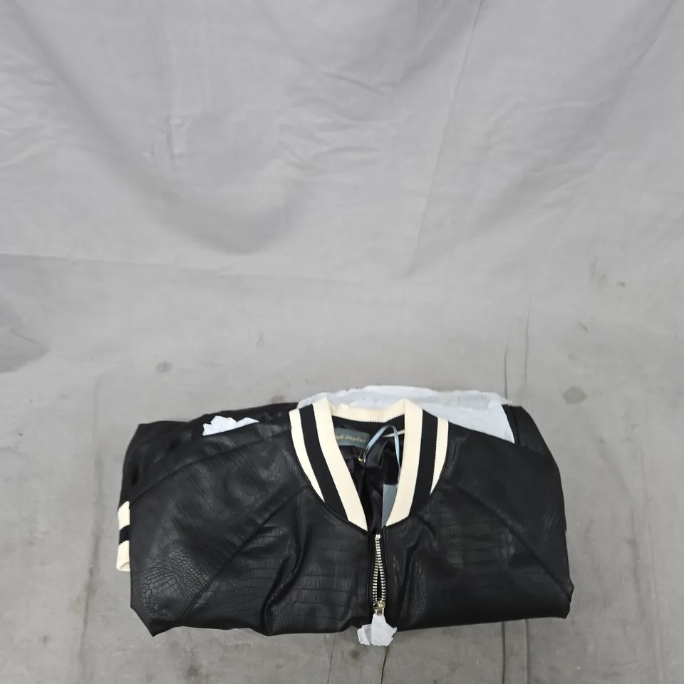 RUTH LANGFORD BOMBER JACKET – BLACK CROC-EFFECT, UK 12