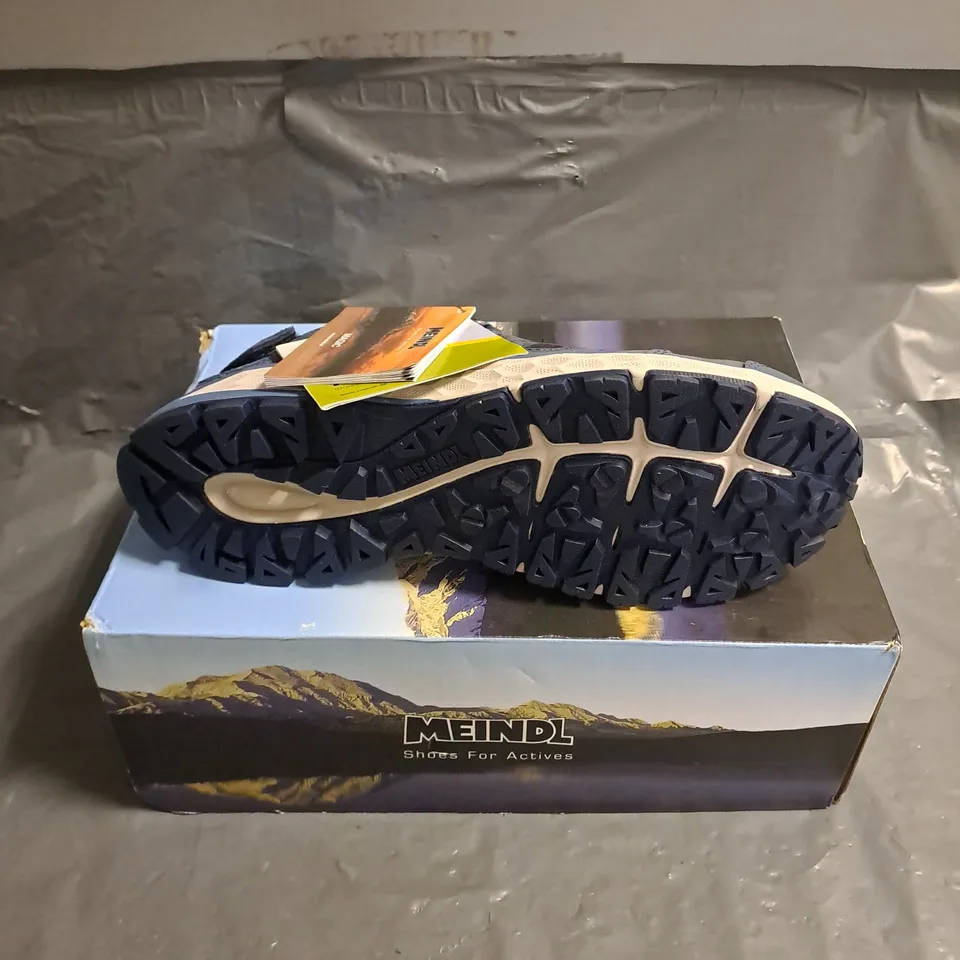 BOXED PAIR OF MEINDL BRINDISI LADY C FIT PW SANDALS IN JEAN BLUE SIZE UK 8