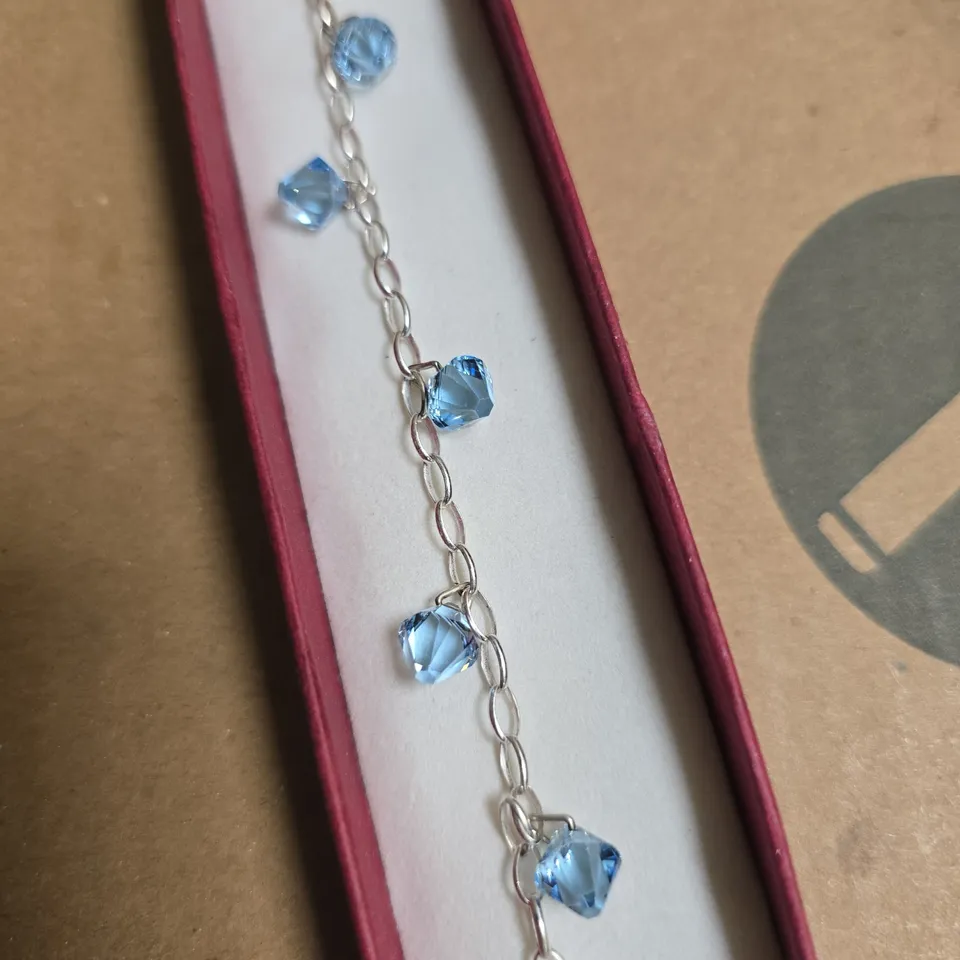 SILVER TONE BRACELET WITH BLUE DETAIL - 925 STAMP
