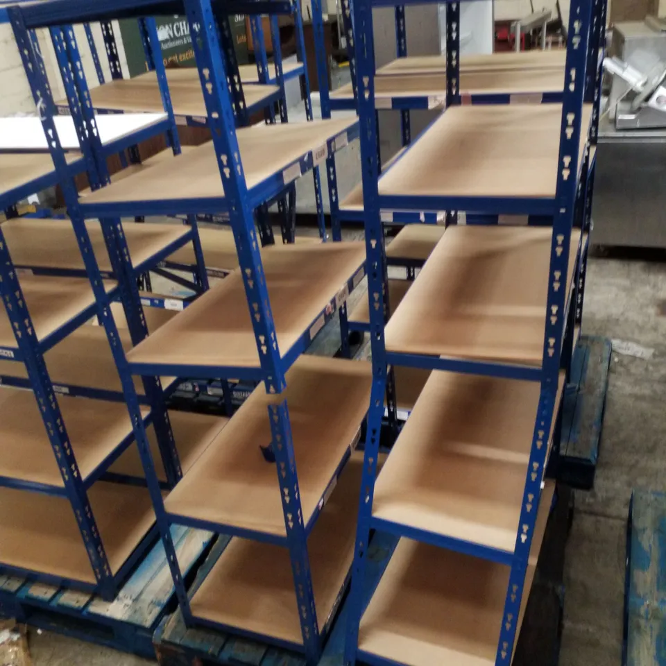 PALLET CONTAINING 2 5-TIER SHELVING UNITS 180×90×45CM - BLUE