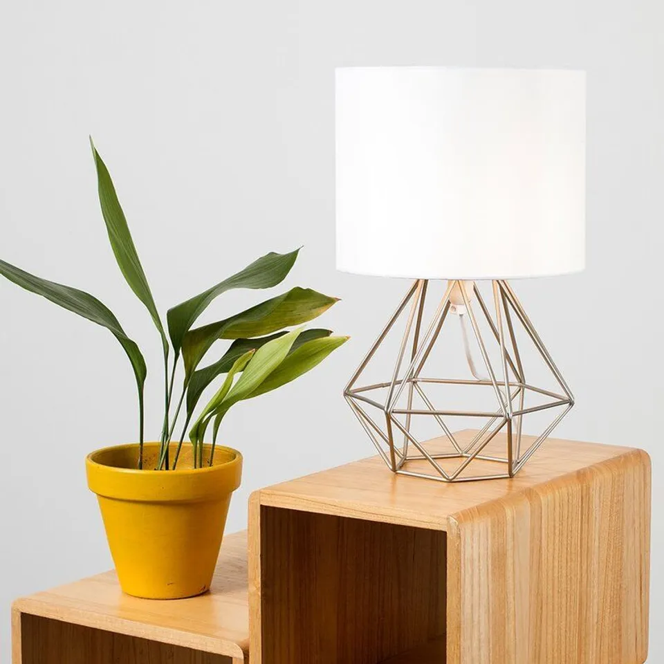 BOXED LIDIA 40CM TABLE LAMP-BRUSHED CHROME BASE