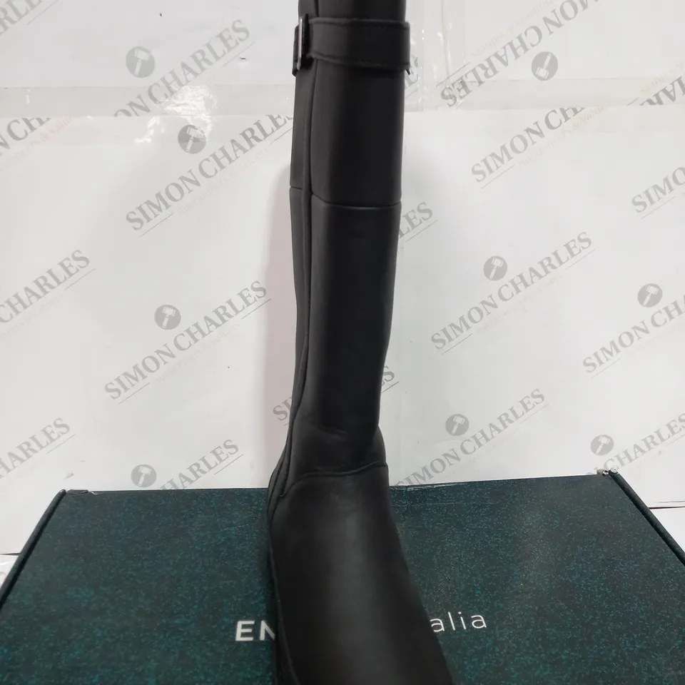 BOXED EMU AUSTRAILIA NATASHA LEATHER BOOTS, BLACK - SIZE 6