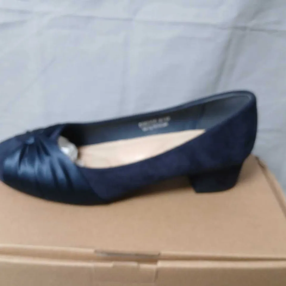 SPOT ON NAVY SUEDE KNOT-DETAIL PUMPS, WOMEN'S SHOES, UK4 (EU37)