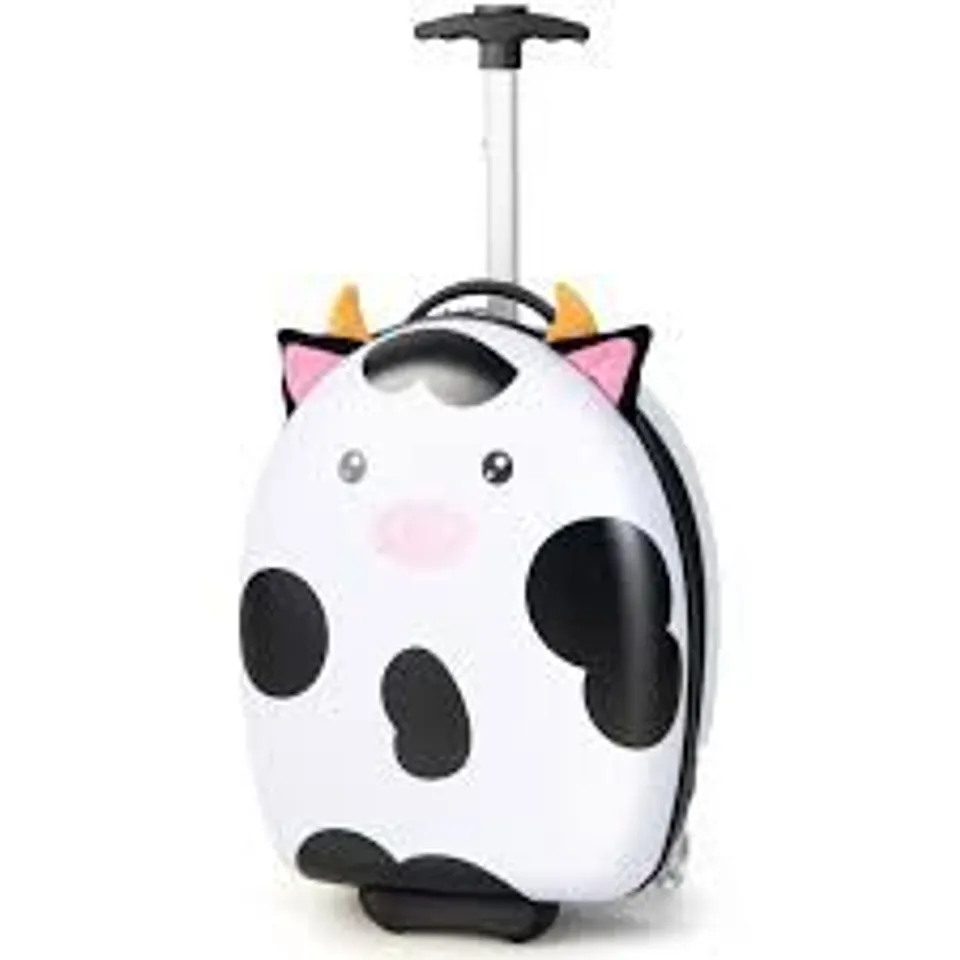 KIDS ROLLING LUGGAGE WITH 2 FLASHING WHEELS & TELESCOPING HANDLE, BLACK & WHITE