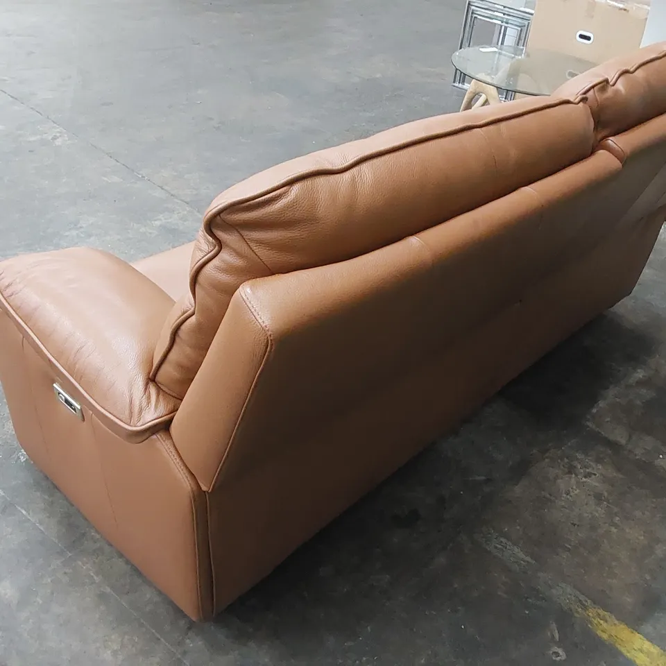 QUALITY DESIGNER ITALIAN MADE LUGANO 3 SEATER ELECTRIC RECLINER LEATHER SOFA - TAN