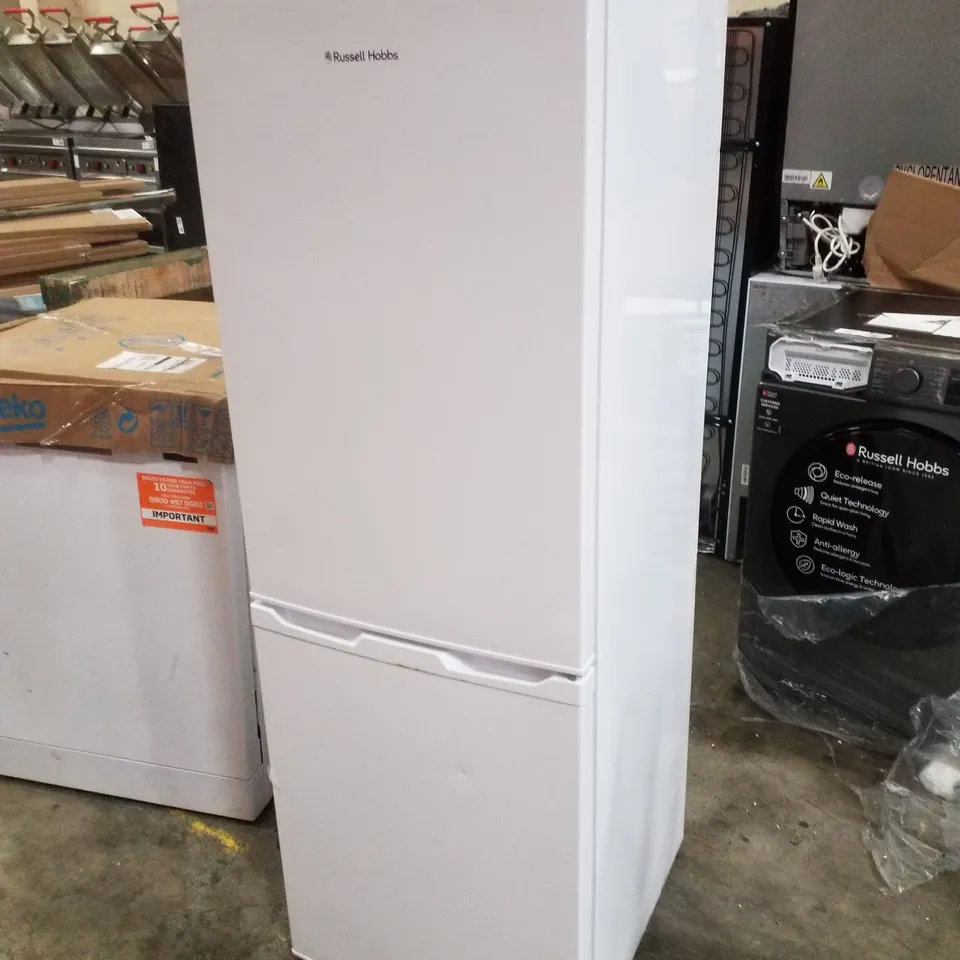  BOXED RUSSELL HOBBS LOW FROST WHITE 60/40 FRIDGE FREEZER, 173 TOTAL CAPACITY, FREESTANDING 50CM WIDE 145CM HIGH, FAST FREEZE, ADJUSTABLE THERMOSTAT, RH50FF145S