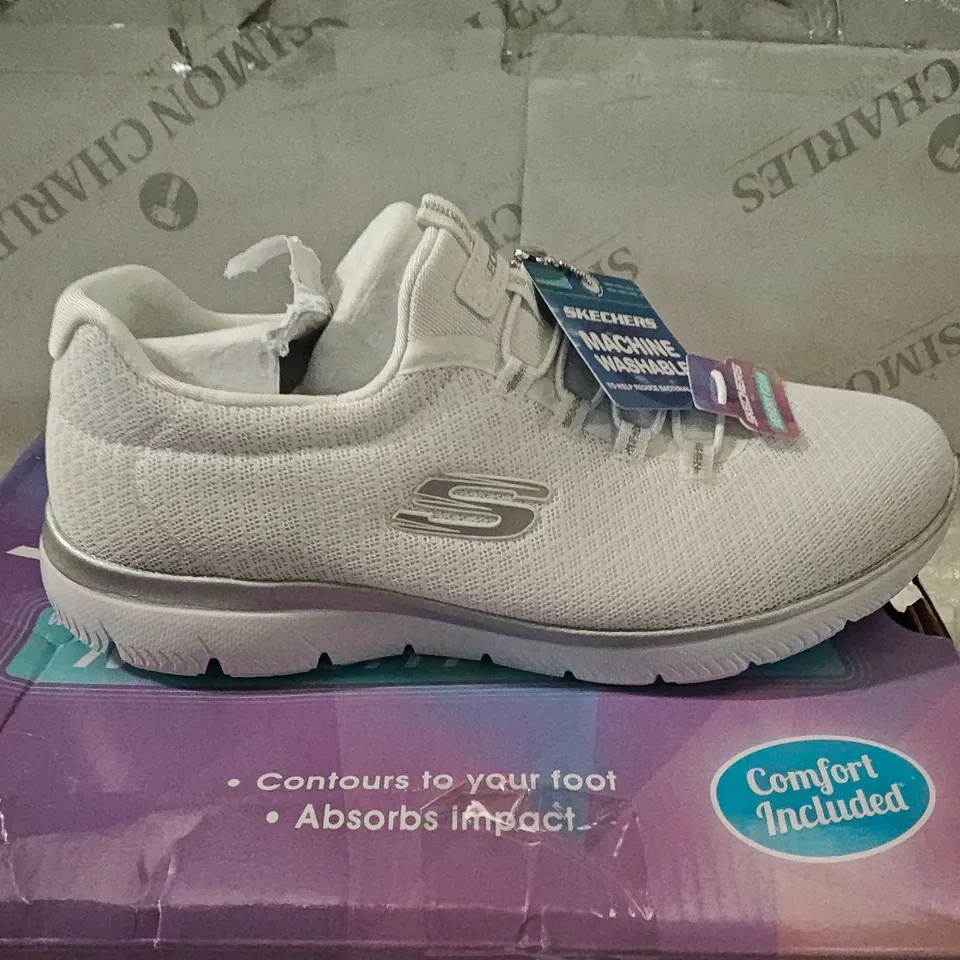 SKECHERS WOMEN'S WHITE MESH TRAINERS – UK 3 (US 6, EU 36)