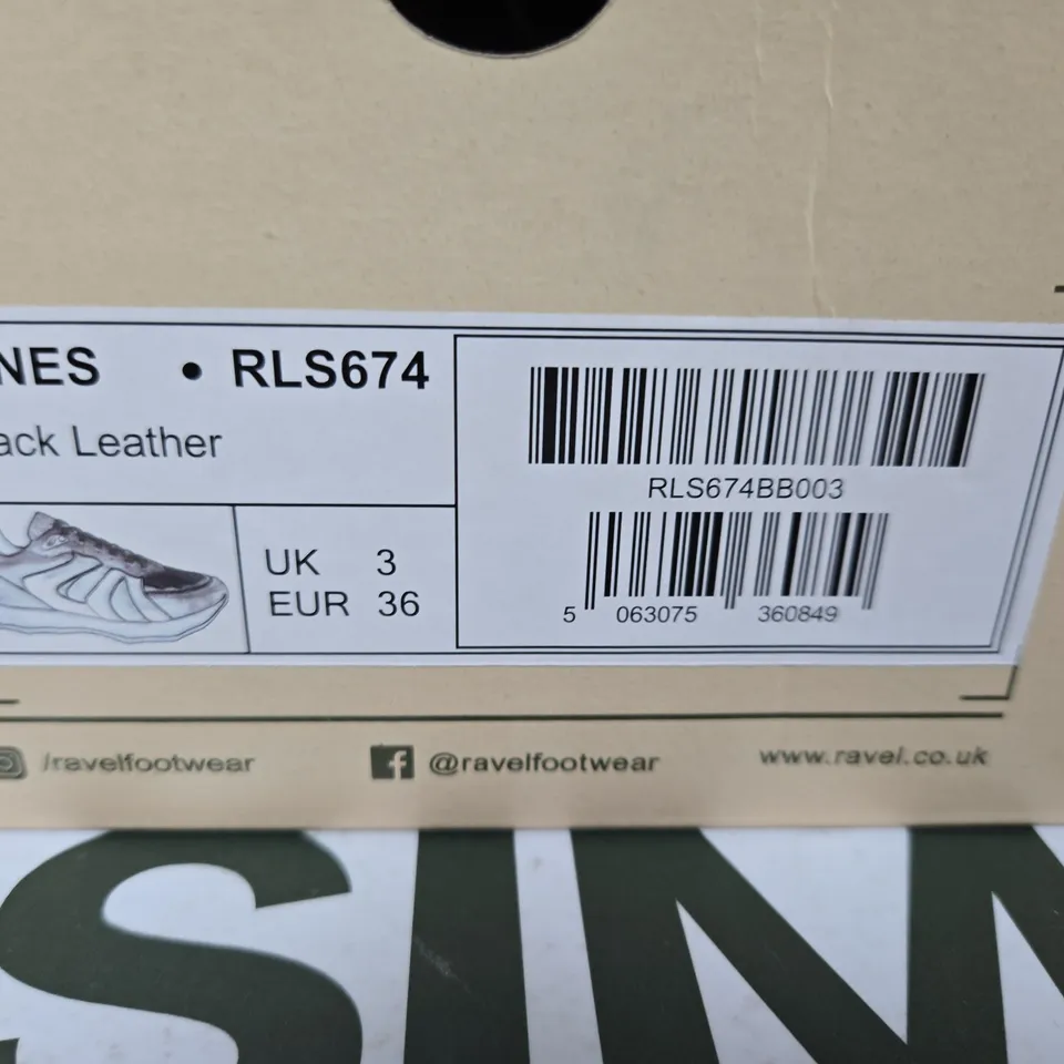 RAVEL INNES RL674 BLACK LEATHER SNEAKERS – UK 3 (EU 36)