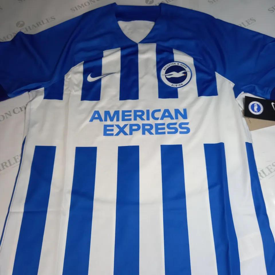 BRIGHTON AND HOVE ALBION FC HOME SHIRT SIZE L 