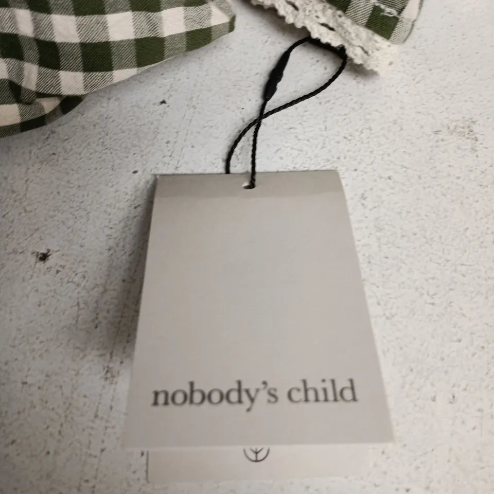 NOBODY'S CHILD DARA MIDI DRESS – GREEN GINGHAM, UK 8 (EU 36, USA 4)
