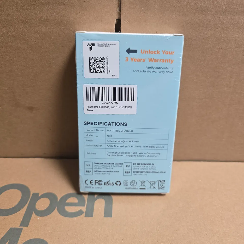 SEALED N18 PORTABLE CHARGER WITH BUILT-IN CABLE – 10000MAH