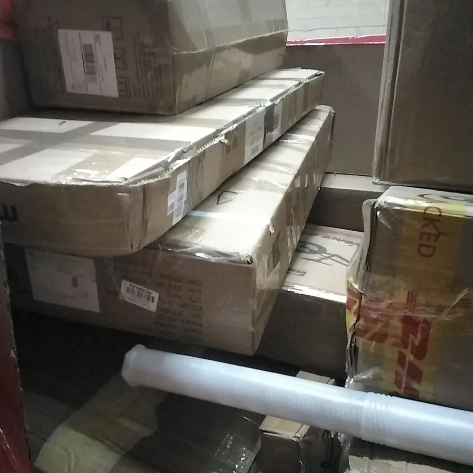 PALLET OF HOUSEHOLD ITEMS TO INCLUDE ERGONOMIC MESH CHAIR, DRESSER, LITTER BOX,BALANCE BIKE AND OTHER ASSORTED ITEMS...