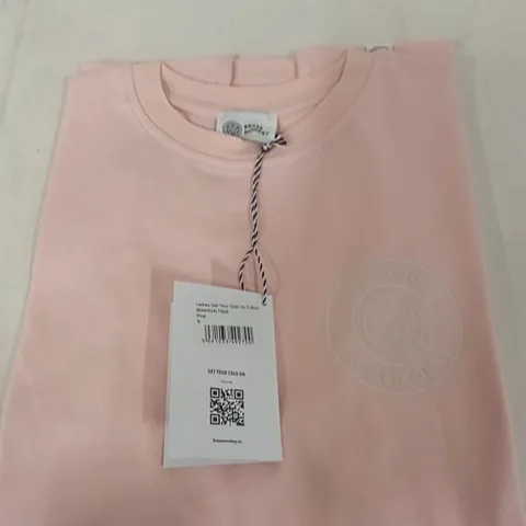 BOX OF BRASS MONKEY T-SHIRTS - PINK SIZE SMALL APPROXIMATELY 15