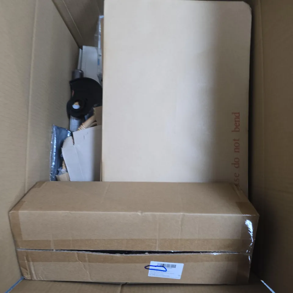 BOX OF APPROXIMATELY 15 ASSORTED HOUSEHOLD ITEMS TO INCLUDE MIRROR , POSTAL BAGS AND ENVELOPES