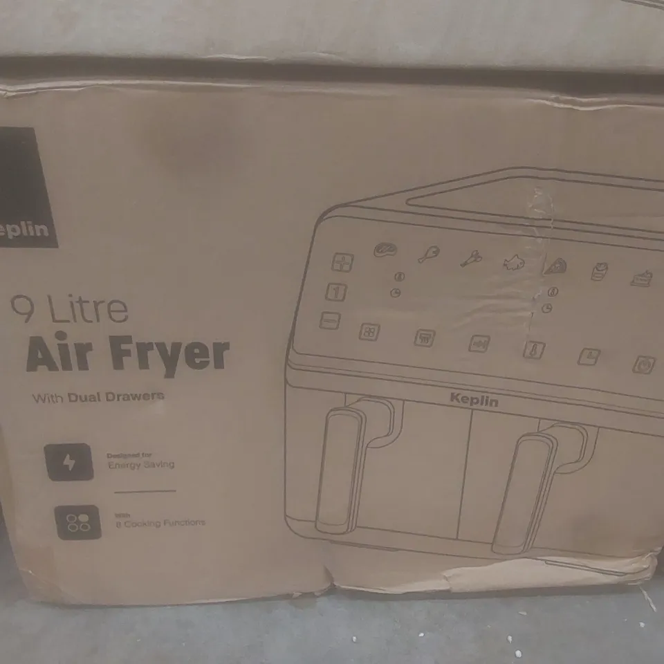BOXED KEPLIN 9L AIRFRYER WITH DUAL DRAWERS