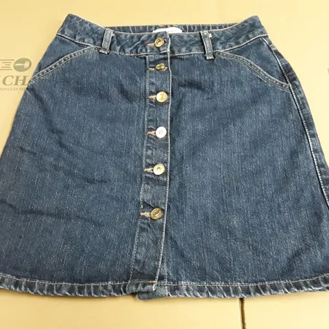 RIVER ISLAND DENIM BUTTON FRONT SKIRT - 8