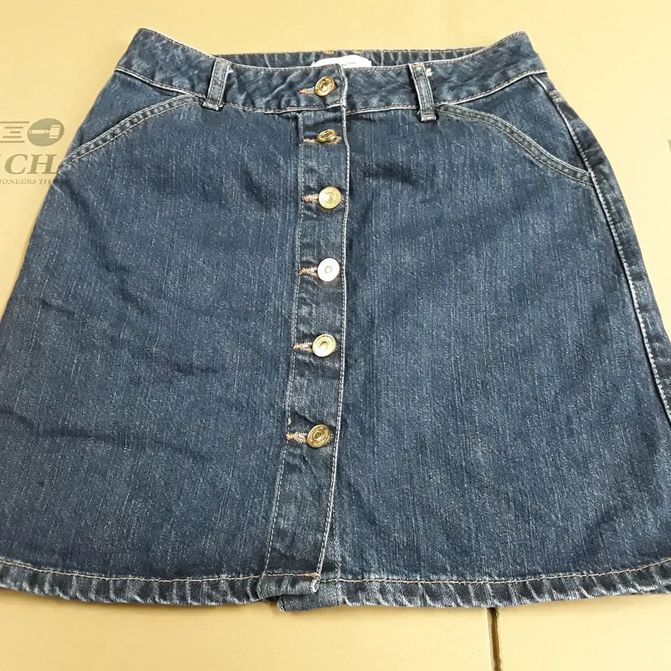 RIVER ISLAND DENIM BUTTON FRONT SKIRT - 8