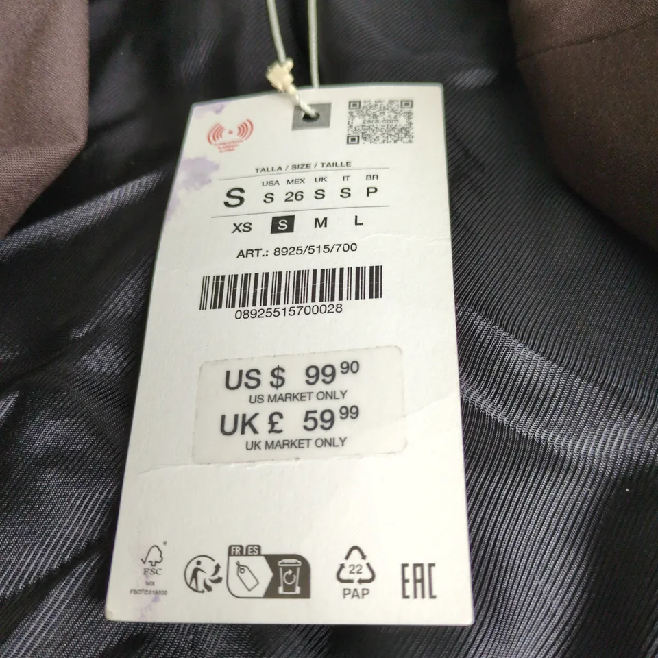 ZARA SMALL BROWN JACKET WITH TAGS