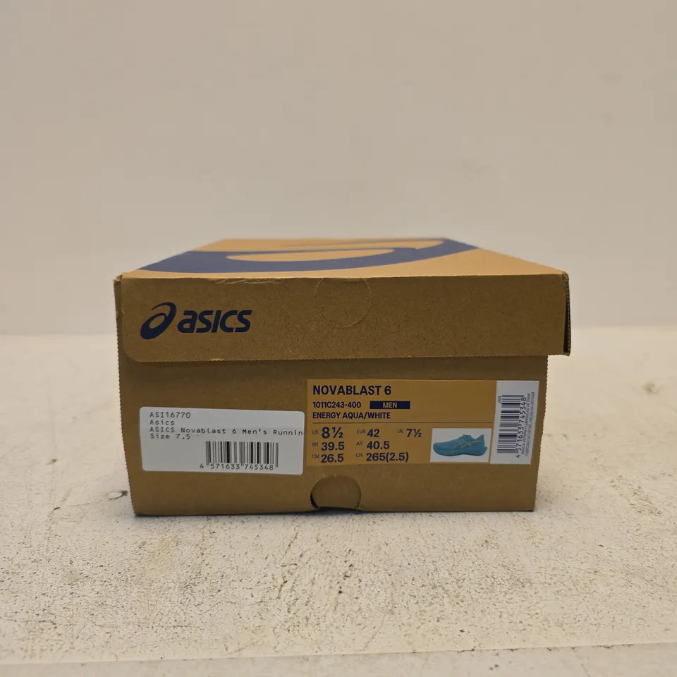 ASICS NOVABLAST 6 RUNNING SHOES – ENERGY AQUA/WHITE, UK 7.5 (US 8.5)