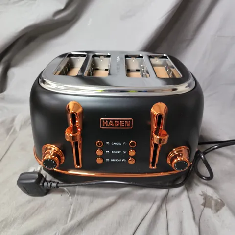 HADEN HERITAGE 4 SLICE TOASTER BLACK WITH GOLD COLOURED TRIM