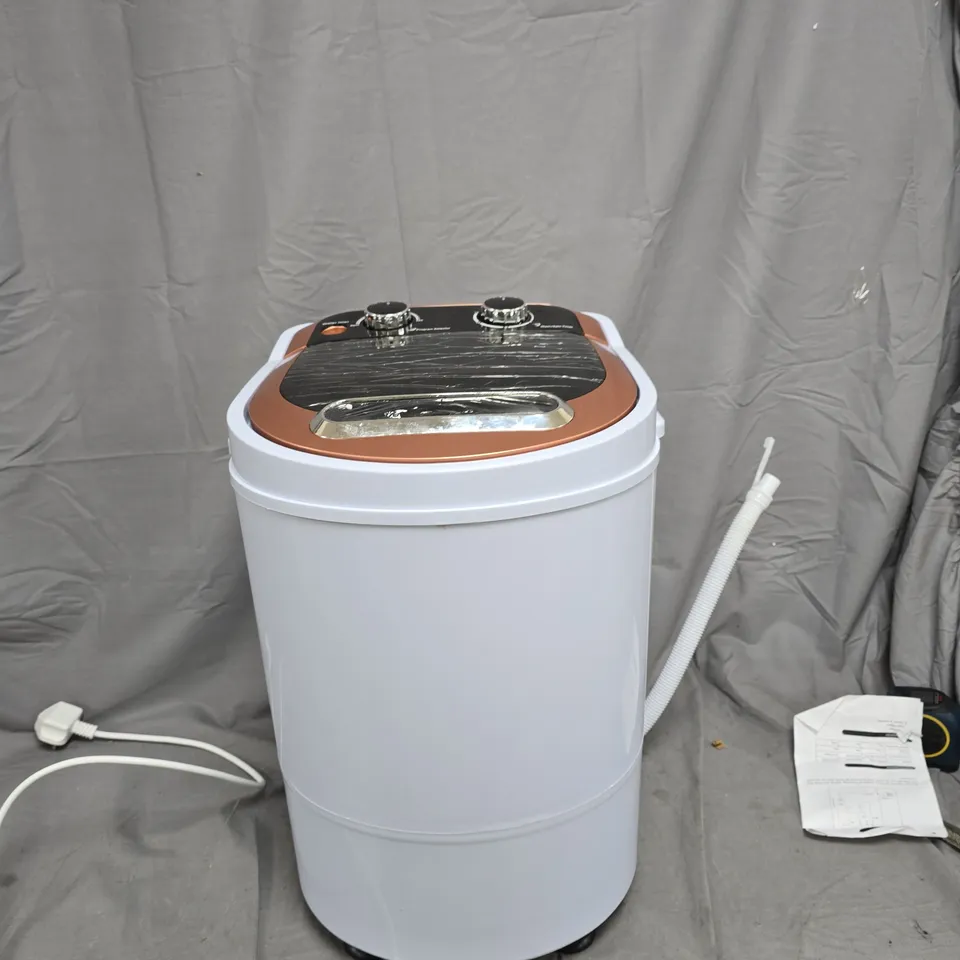 PORTABLE WASHING MACHINE – COMPACT WHITE UNIT WITH ROSE-GOLD TOP PANEL UNBOXED