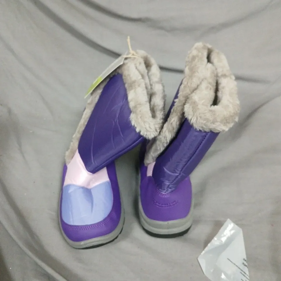 MOUNTAIN WAREHOUSE KIDS' WINTER BOOTS – PURPLE & LILAC WITH FAUX FUR LINING, UK 2
