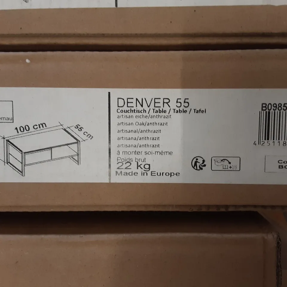 BOXED DESIGNER DENVER 55 TABLE IN ANTHRACITE /ARTISAN OAK - H : 40 - L: 100 - D: 55 CM
