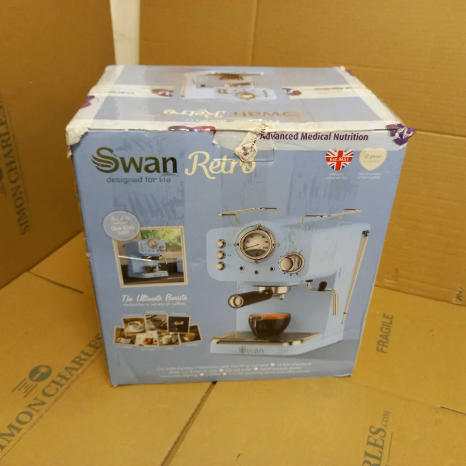 SWAN RETRO PUMP ESPRESSO COFFEE MACHINE - BLUE