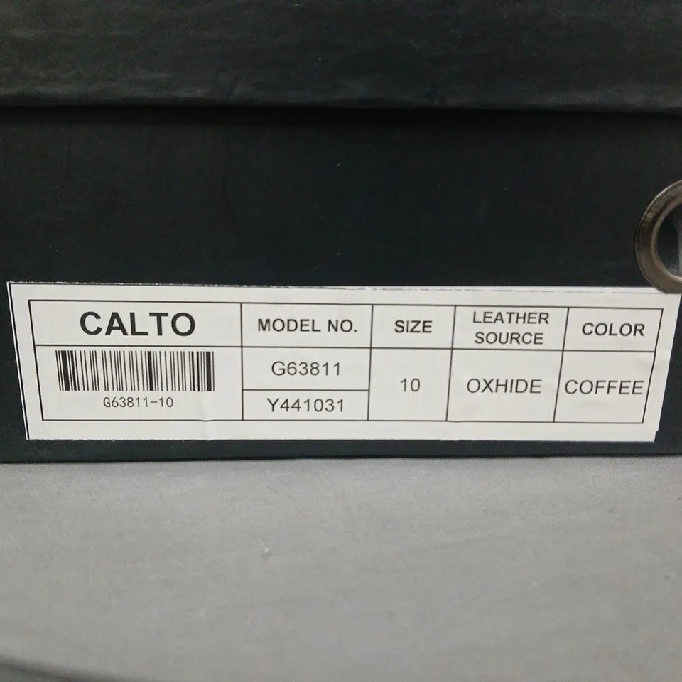 BOXED CALTO G63811 MEN'S LEATHER SHOES IN COFFEE UK 9