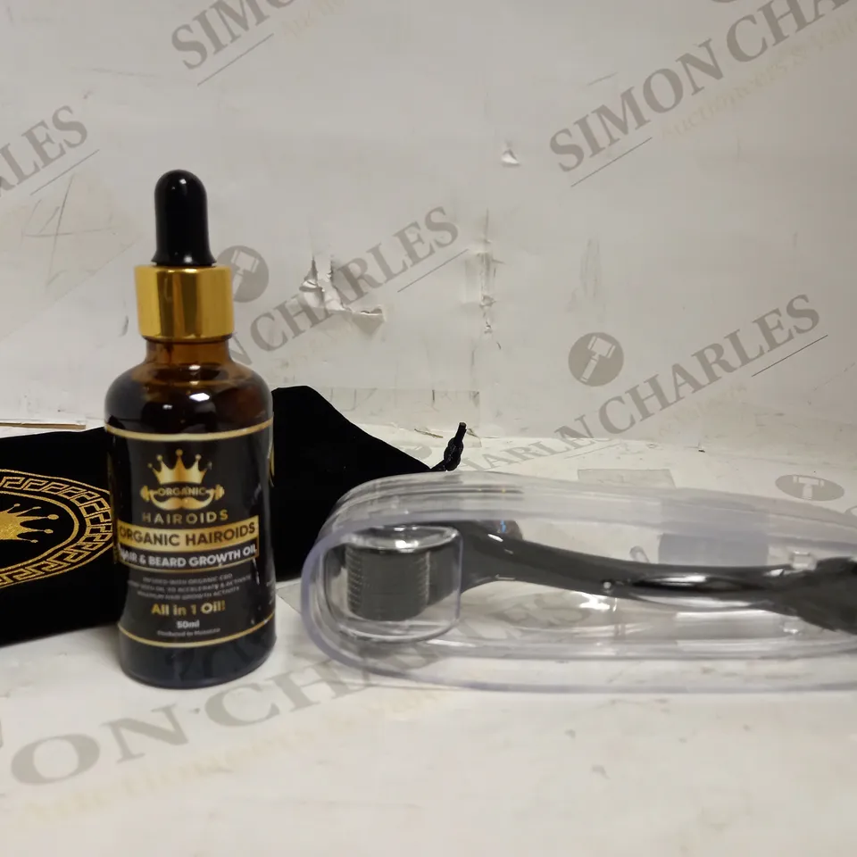 ORGANIC HAIROIDS HAIR & BEARD GROWTH OIL + DERMAROLLER BUNDLE