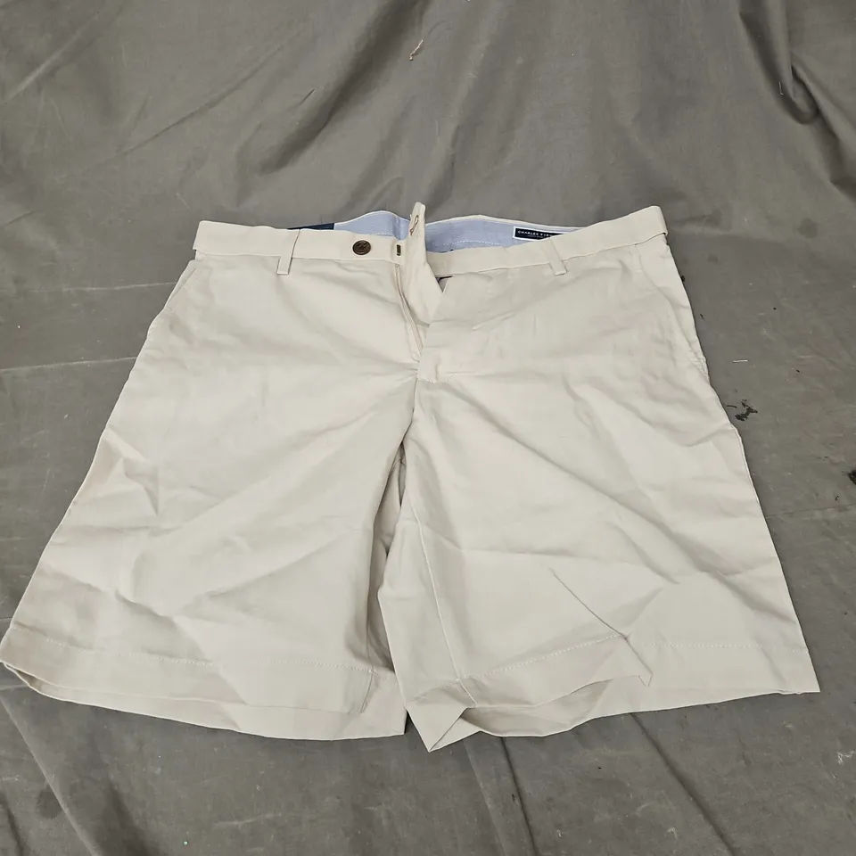 CHARLES TYRWHITT COTTON LINEN SHORTS IN STONE SIZE W34